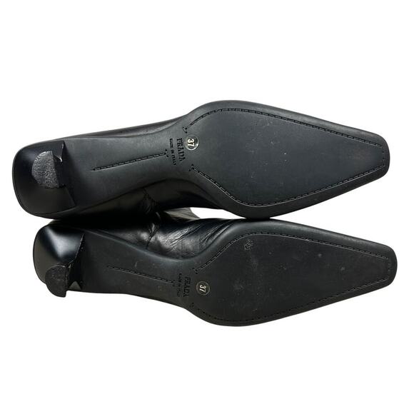 Prada Black Lamb Leather 90s Y2K Pointed Toe Zip Ankle Kitten Heel 7 - Picture 6 of 10